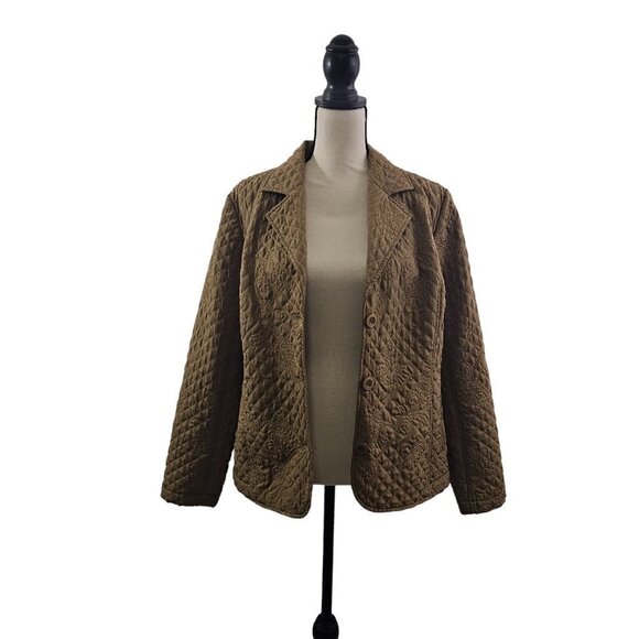 RQT Women’s Size Large Quilted Floral Embroidered Blazer Jacket - Picture 2 of 16